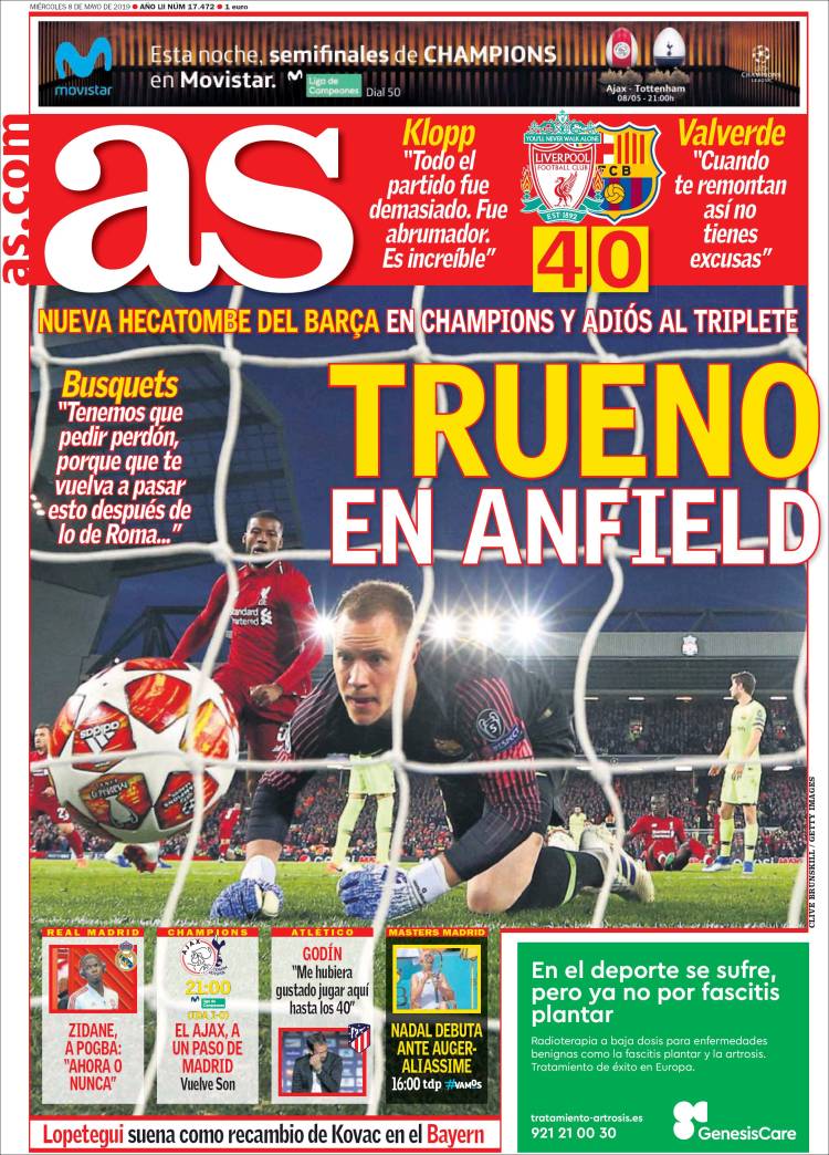 AS Liverpool Barcelona Headlines